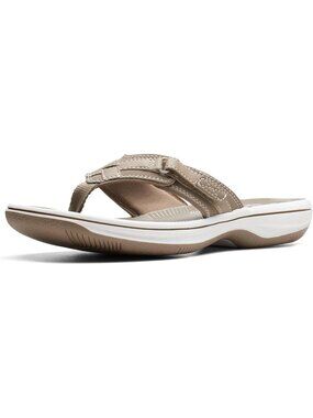 Women's Taupe Thong Solid Open Toe Rubber Breeze Sea Flip-Flop Casual Shoes